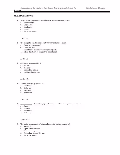 خرید و دانلود نسخه کامل کتاب Starting Out with Java: From Control Structures through Objects, Testbank