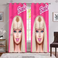 پرده چاپی طرح باربی با زمینه صورتی ساده WA-2428