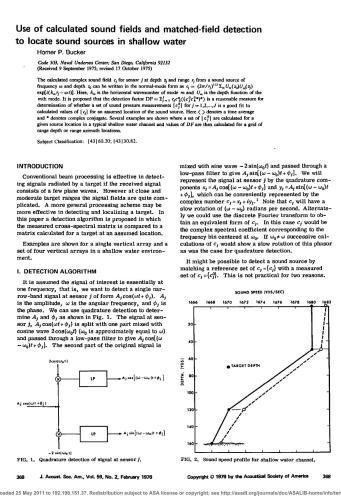 خرید و دانلود نسخه کامل کتاب Bucker Use of calculated sound fields and matched-field detection to locate sound sources in shallow water