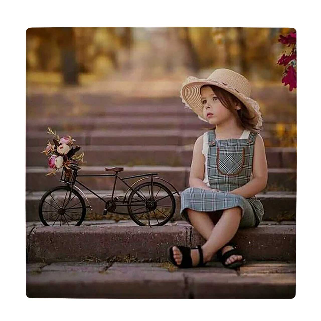 زیر لیوانی  طرح دختر بچه و دوچرخه کد    6167486_5548