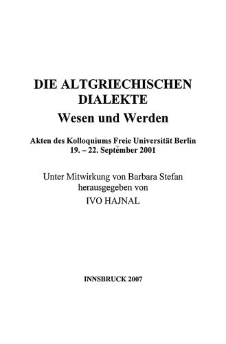 خرید و دانلود نسخه کامل کتاب Die altgriechischen Dialekte: Wesen und Werden