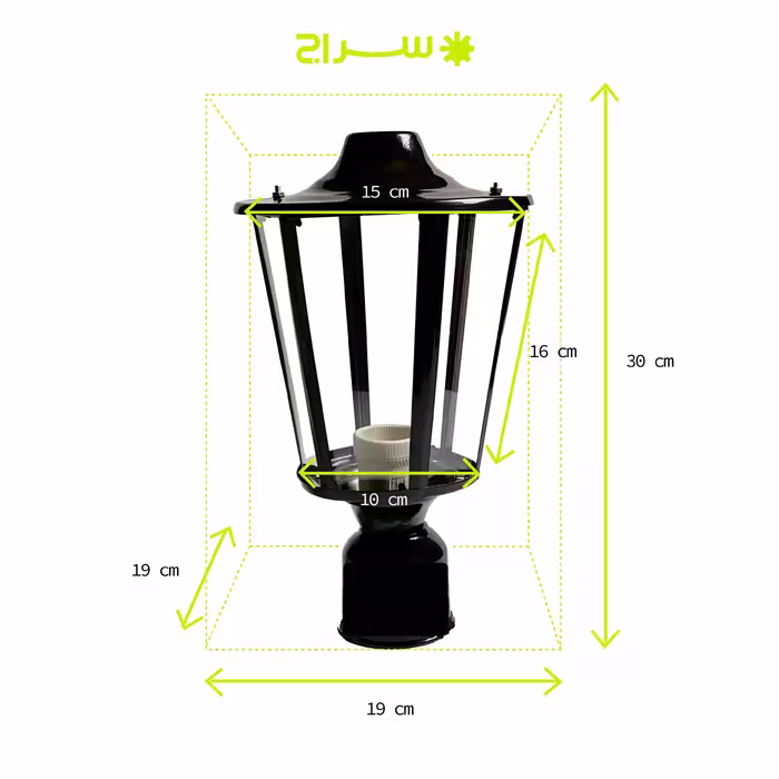 چراغ حیاطی،پارکی، محوطه،باغی، ایستاده سرلوله تمام فلزی مدل P-1TH 