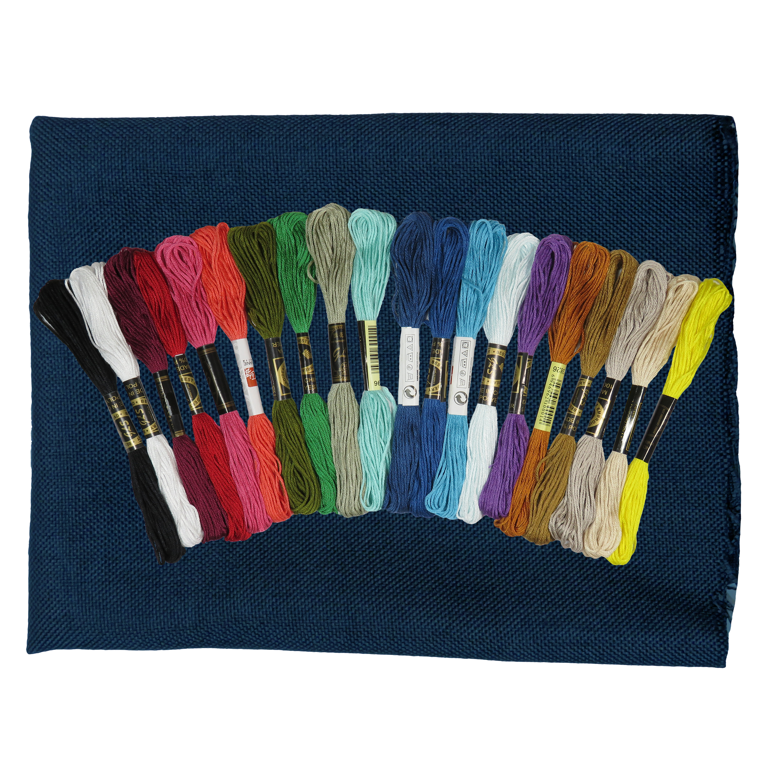 نخ گلدوزی کد EM 26 مجموعه ۲۰ عددی به همراه پارچه شماره دوزی