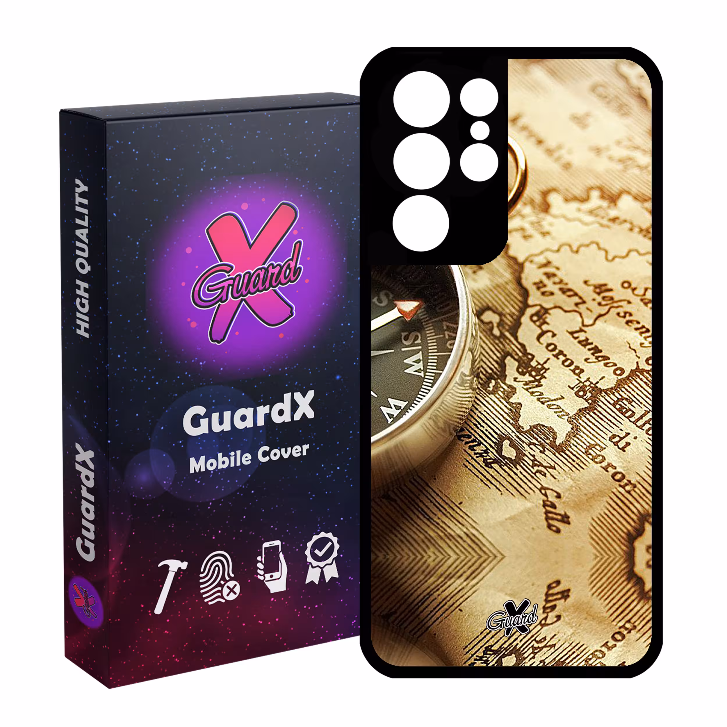 کاور گارد ایکس طرح نقشه مدل Glass10287 مناسب برای گوشی موبایل سامسونگ Galaxy S21 Ultra