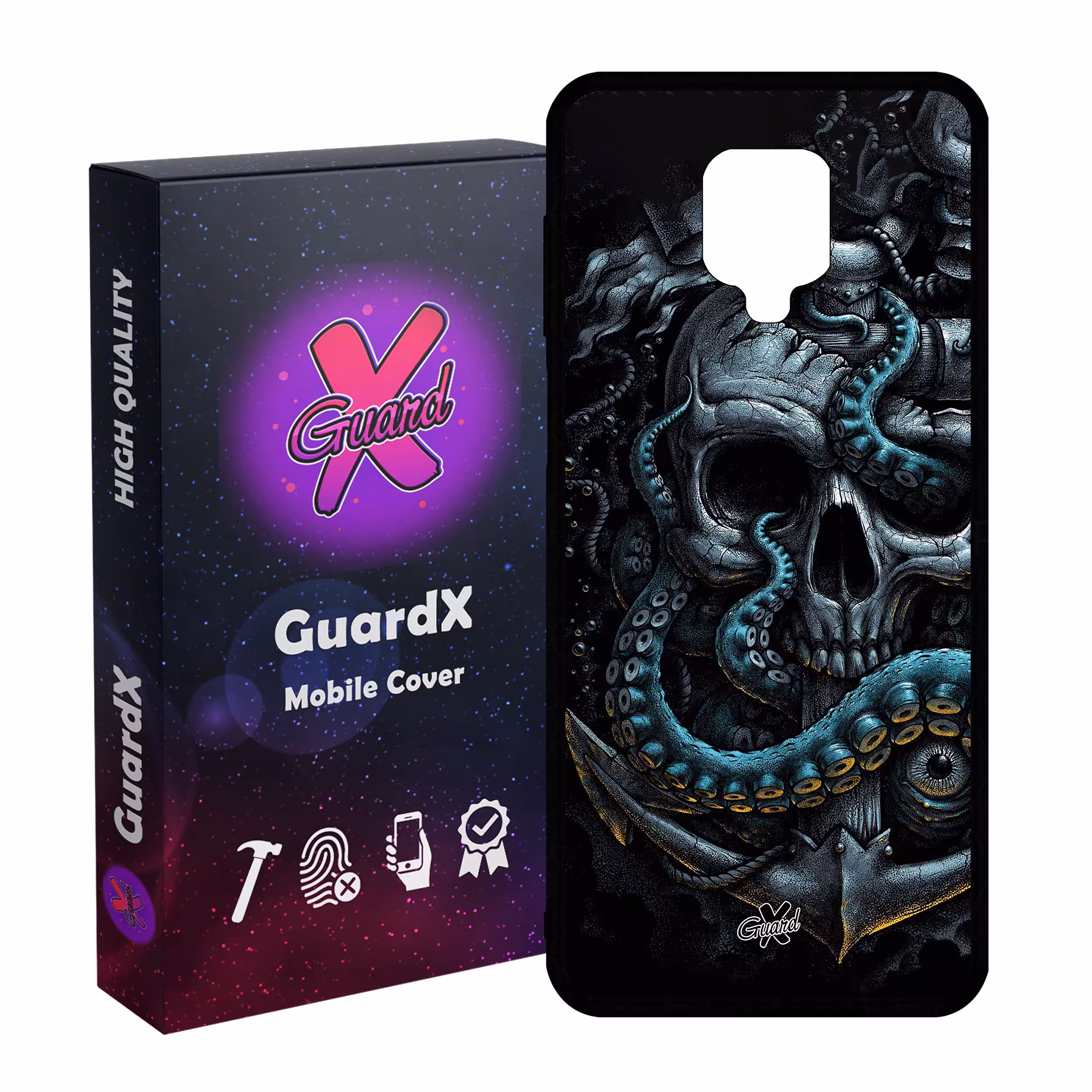 کاور گارد ایکس طرح جمجمه مدل Glass10563 مناسب برای گوشی موبایل شیائومی Redmi Note9 Pro/Note 9 Pro Max/Redmi Note 9S/MI Poco M2 Pro
