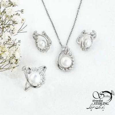 نیمست نقره اشکی مرواریدی عیار925 کد 18540