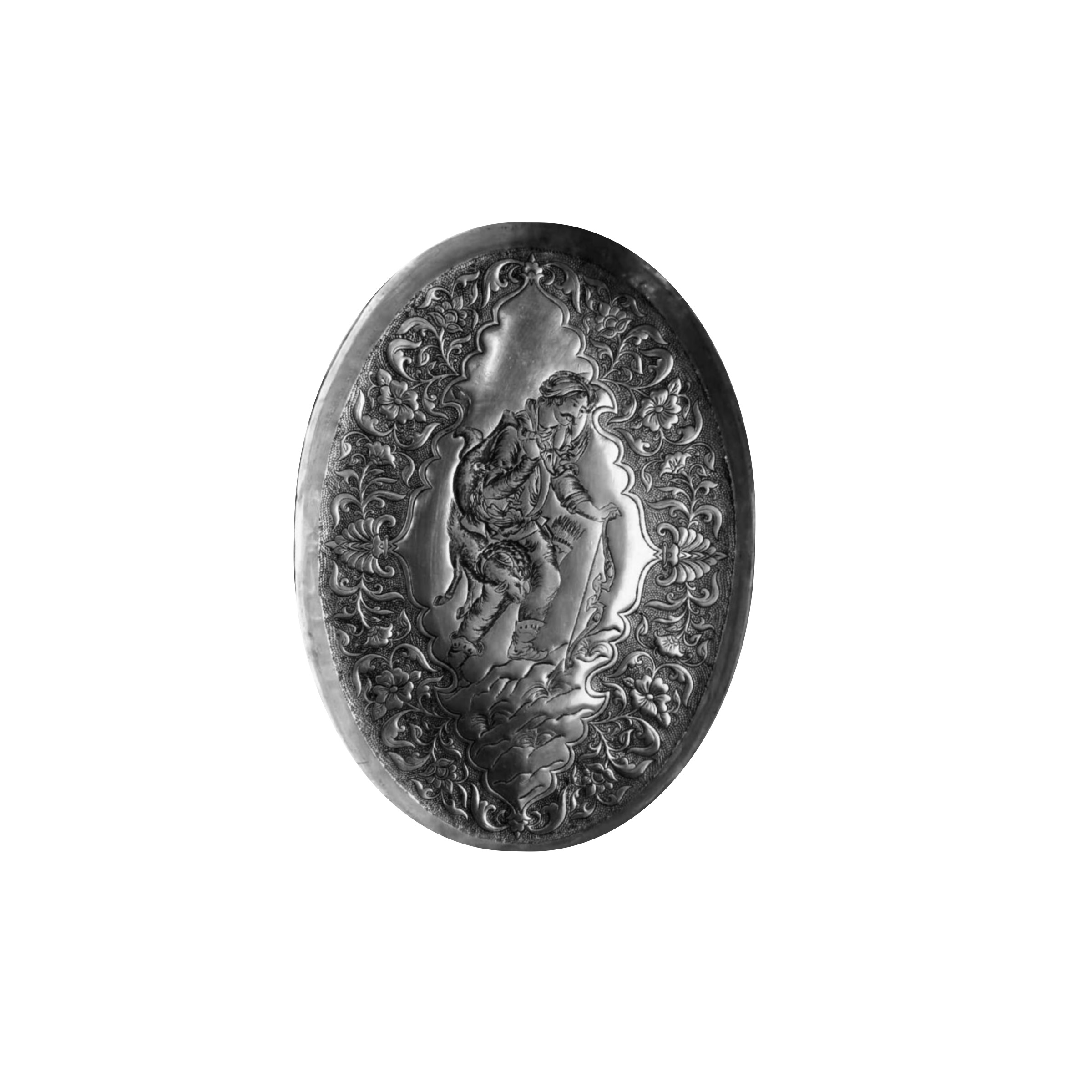 سینی قلمزنی طرح شکارگاه کد ۰۰۱۱