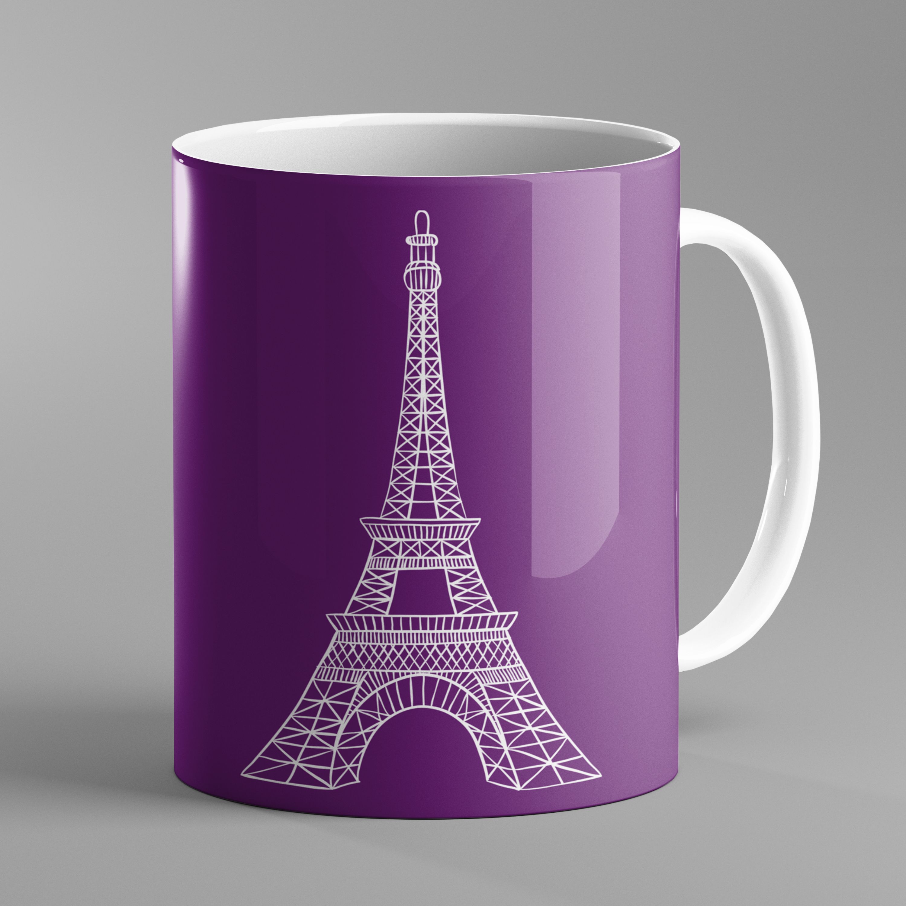 ماگ سرامیکی طرح برج ایفل بنفش - چاپ سابلیمیشن - کیفیت عالی