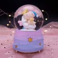 گوی موزیکال برفی پمپی و چراغدار طرح خرس خوابالو مدل As You Wish