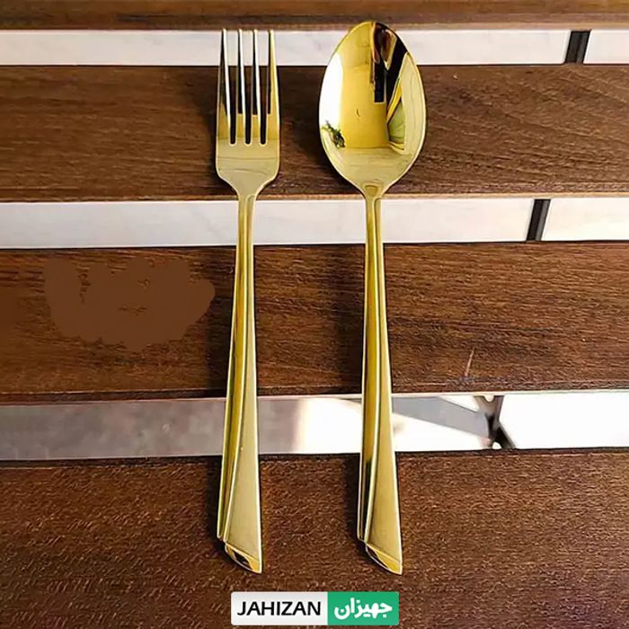 قاشق چنگال 12پارچه یونیک مدل ناخنی طلایی