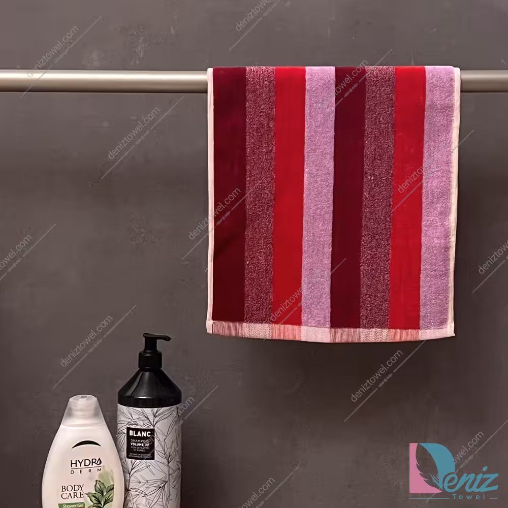 حوله دستی طرح رنگین کمان چند رنگ یاسی بنفش