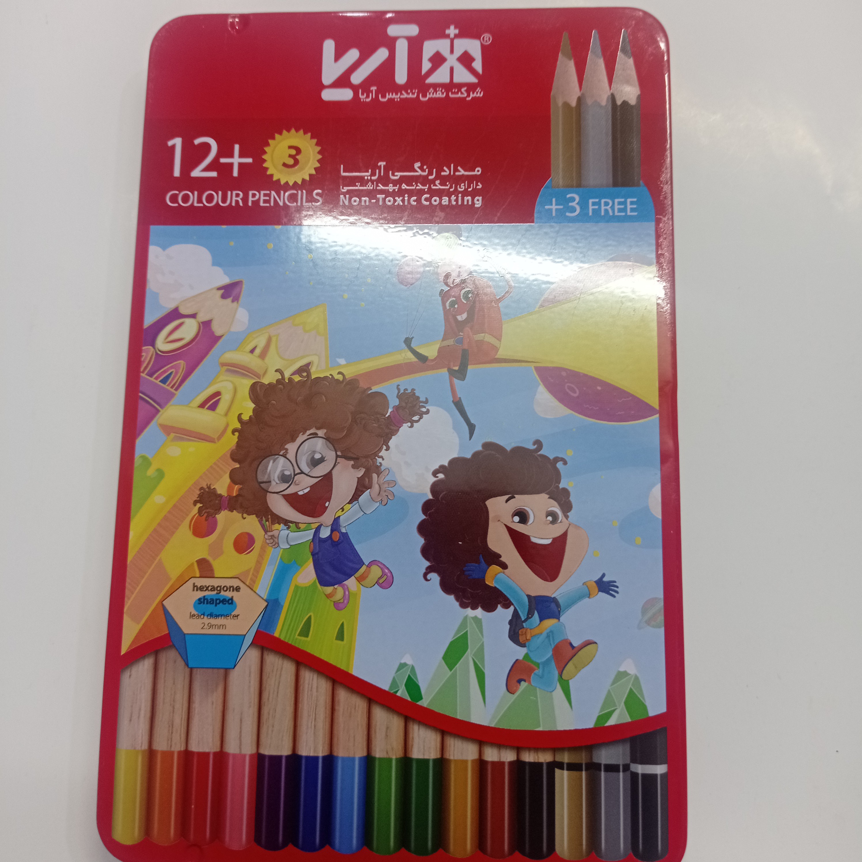 مداد 12رنگ فلزی آریا 