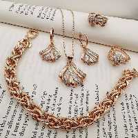 ست کامل پلاک با زنجیر، گوشواره،دستبند و انگشتر  ژوپینگ