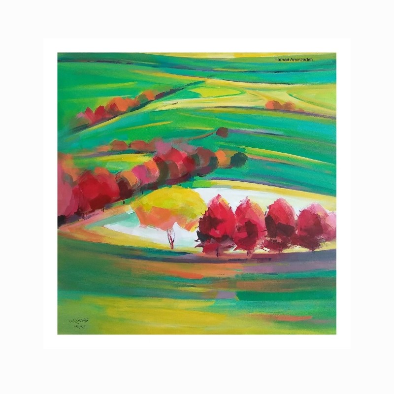 تابلو نقاشی آبرنگ تپه گیلان اثر استاد فرهاد امین زاده