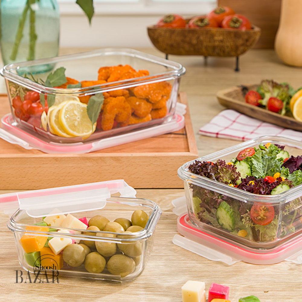 ظرف نگه دارنده شیشه ای لیمون مجموعه سه عددی کد 1806