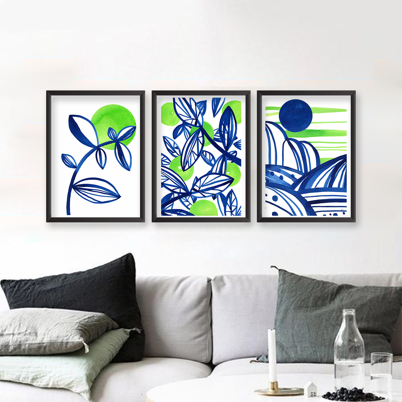 تابلو هیلما گالری کد HAP1886 BL مجموعه 3 عددی