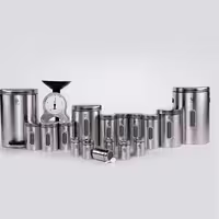 سرویس آشپزخانه اورانوس 18 پارچه مدل استوانه ای استیل خشدار با درب استیل