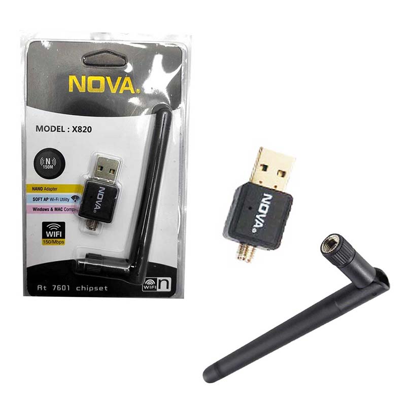 کارت شبکه بی سیم USB آنتن کوتاه نووا  NOVA X820