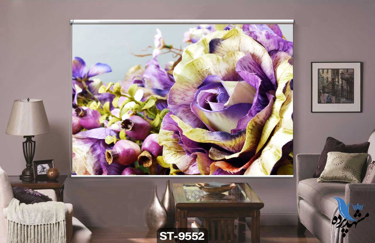 پرده شیدرول تصویری طرح سه بعدی گل رز کد ST9552