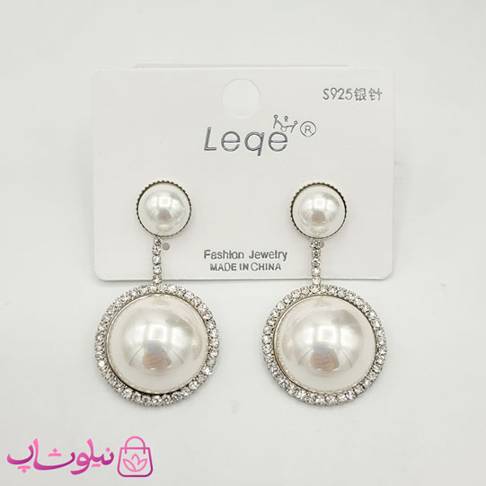 گوشواره دخترانه مرواریدی با آویز دایره