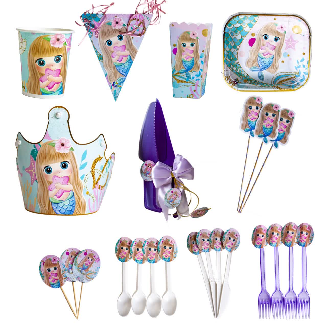 مجموعه 91 عددی تم تولد طرح بچه پری دریایی کد 033