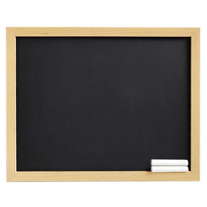 تخته سیاه مدل فریم چوب سایز 20x25 سانتی متر به همراه گچ بسته 2 عددی | دنیای قاب