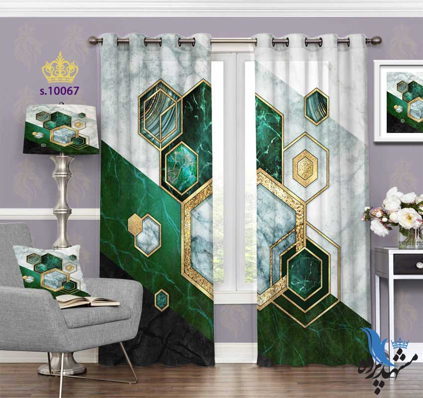 پرده پانچ مدرن طرح شش ضلعی کد s10067