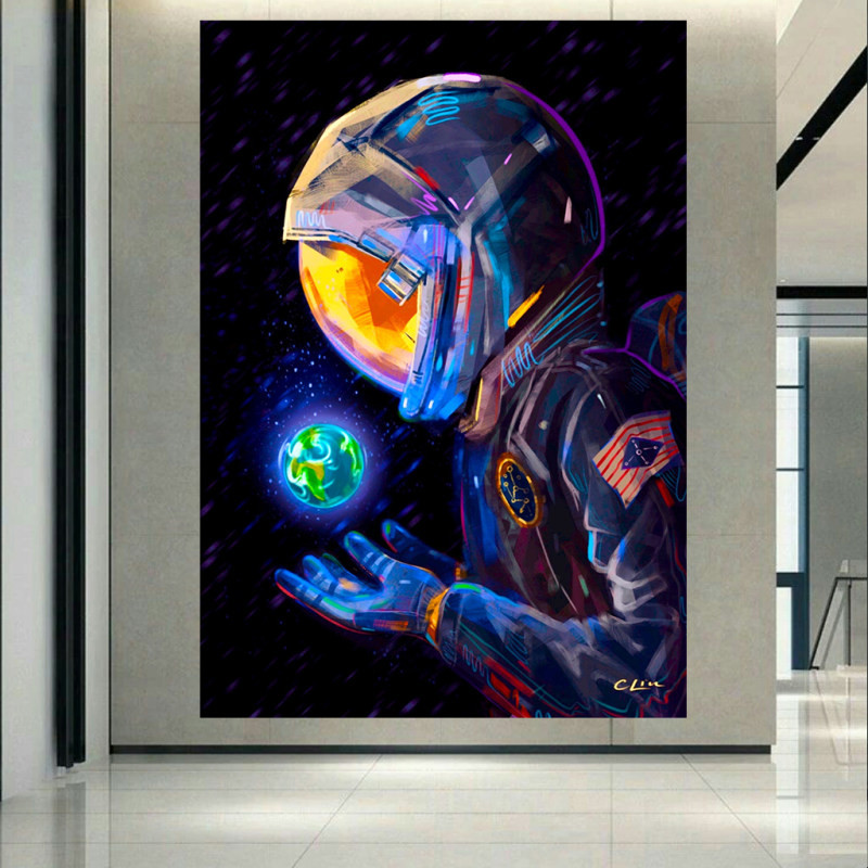 تابلو شاسی طرح کهکشان و فضانورد مدل گرافیکی | دنیای قاب