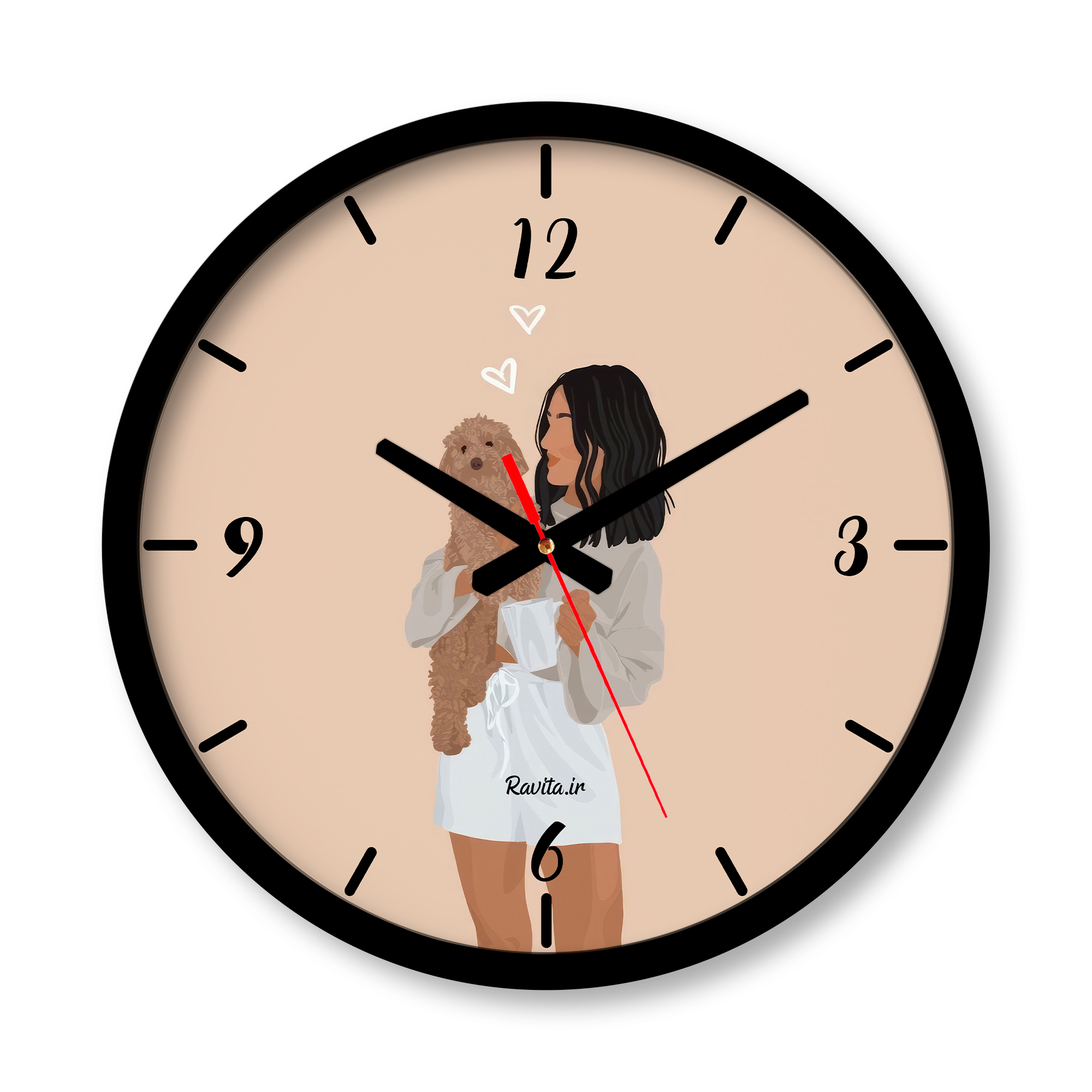 ساعت دیواری بزرگ راویتا طرح دختر و سگ کد 3635