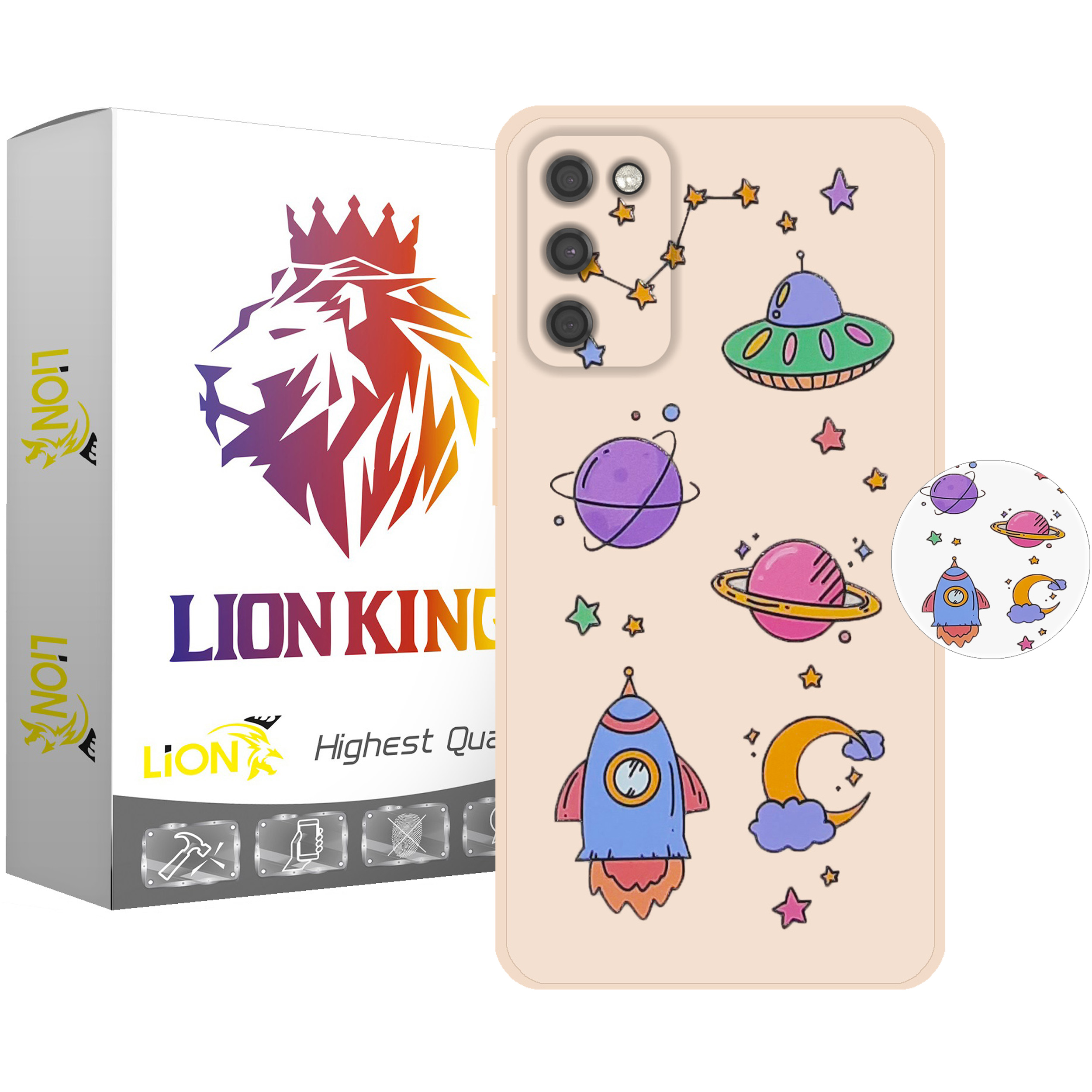  کاور لاین کینگ مدل سفینه و سیاره مناسب برای گوشی موبایل سامسونگ Galaxy A03s به همراه پایه نگهدارنده