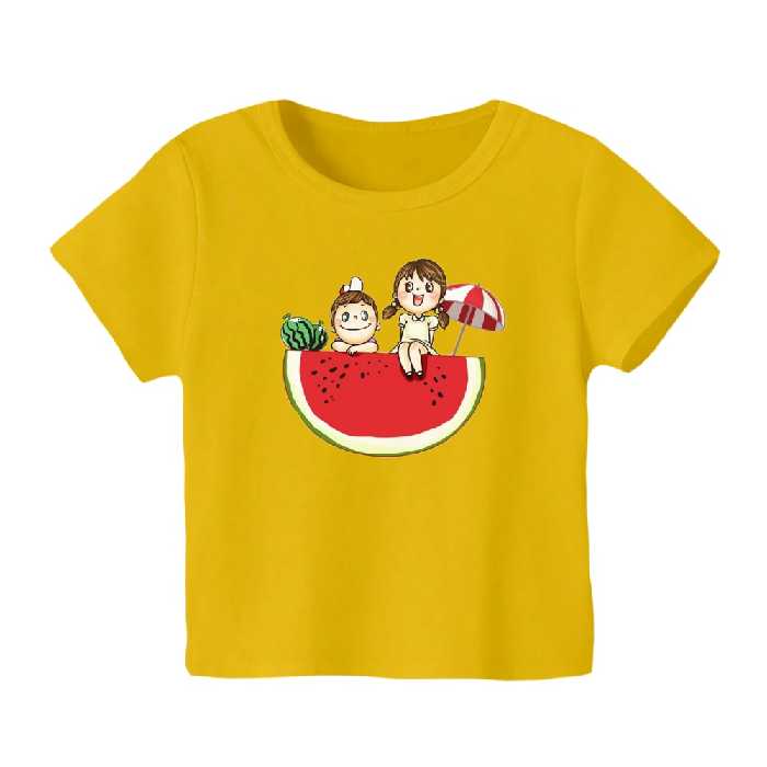 تی شرت آستین کوتاه بچگانه مدل هندوانه یلدایی کد 1 رنگ زرد