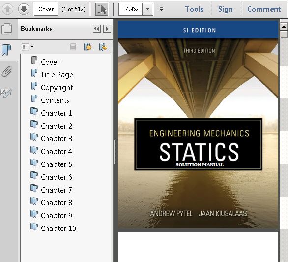 خرید و دانلود نسخه کامل کتاب Solution Manual Engineering Mechanics Static (3rd Edition) By Pytel - Pdf