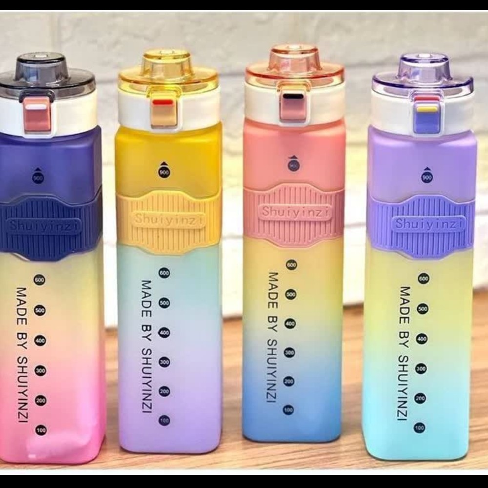 قمقمه اسپرت نشکن اکرولیک مات 900ml طرح مربع