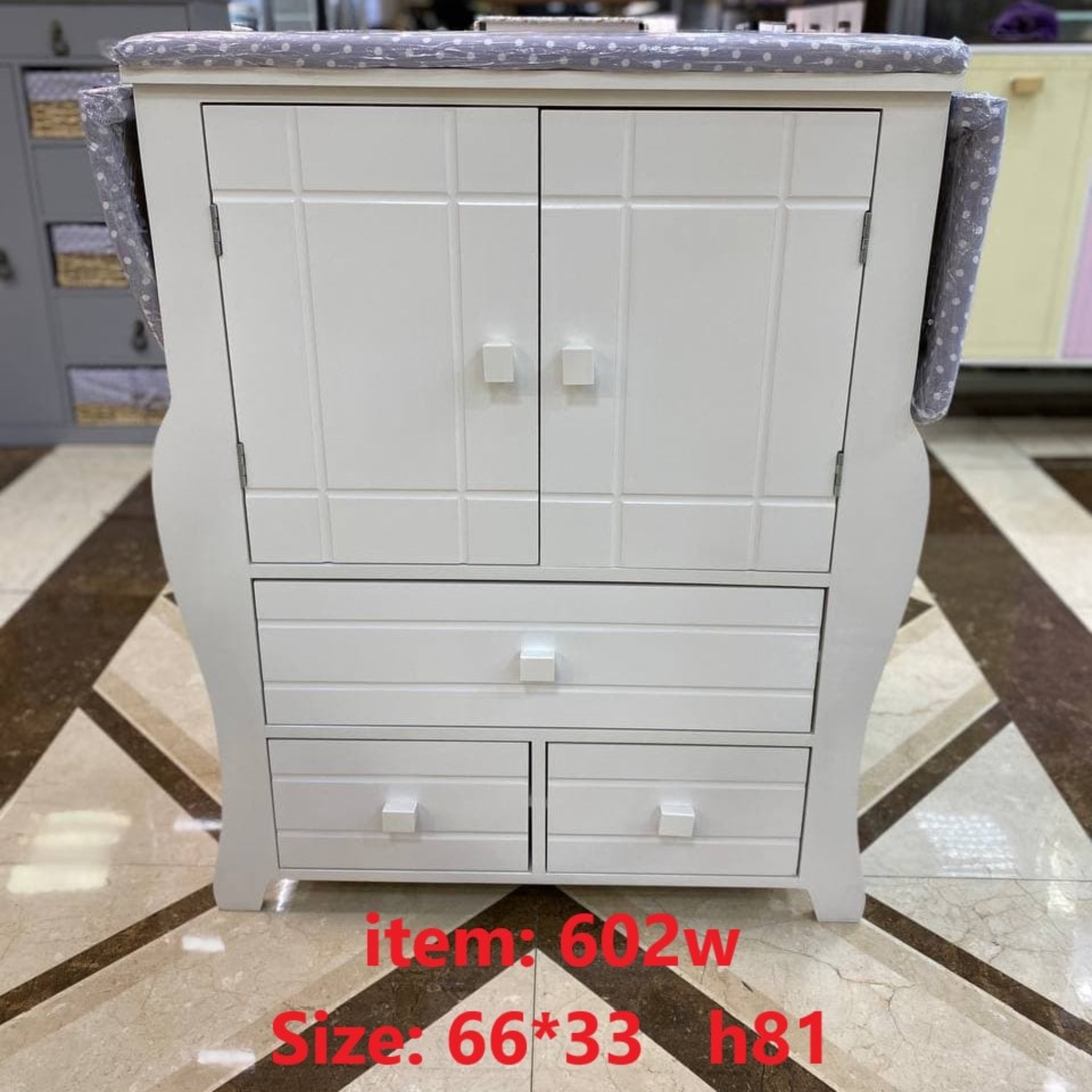 میز اطو و جا چرخ خیاطی ام دی اف سه کشو کد 602 