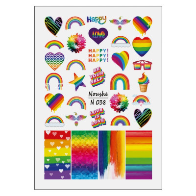 برچسب لنز ناخن نوشه مدل رنگین کمان کد N038