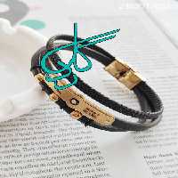 خرید دستبند چرمی سه بنده طرح ورساچ کیفیت عالی رنگ ثابت کد 1216043 - ردگل