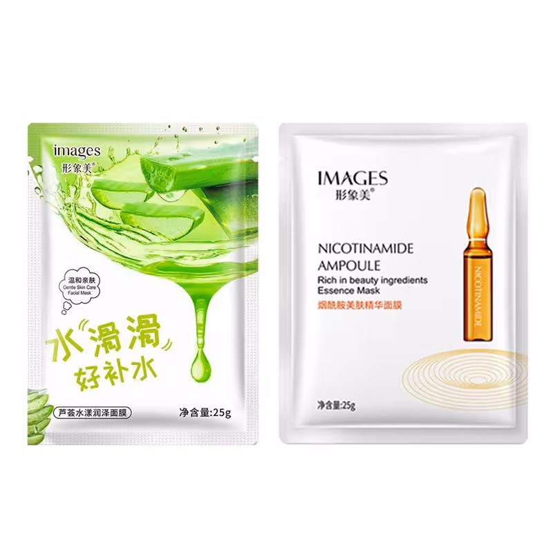 ماسک صورت ایمجز مدل آلوئه ورا وزن 25 گرم به همراه ماسک صورت ایمجز مدل Nicotinamide Ampoule وزن 25 گرم