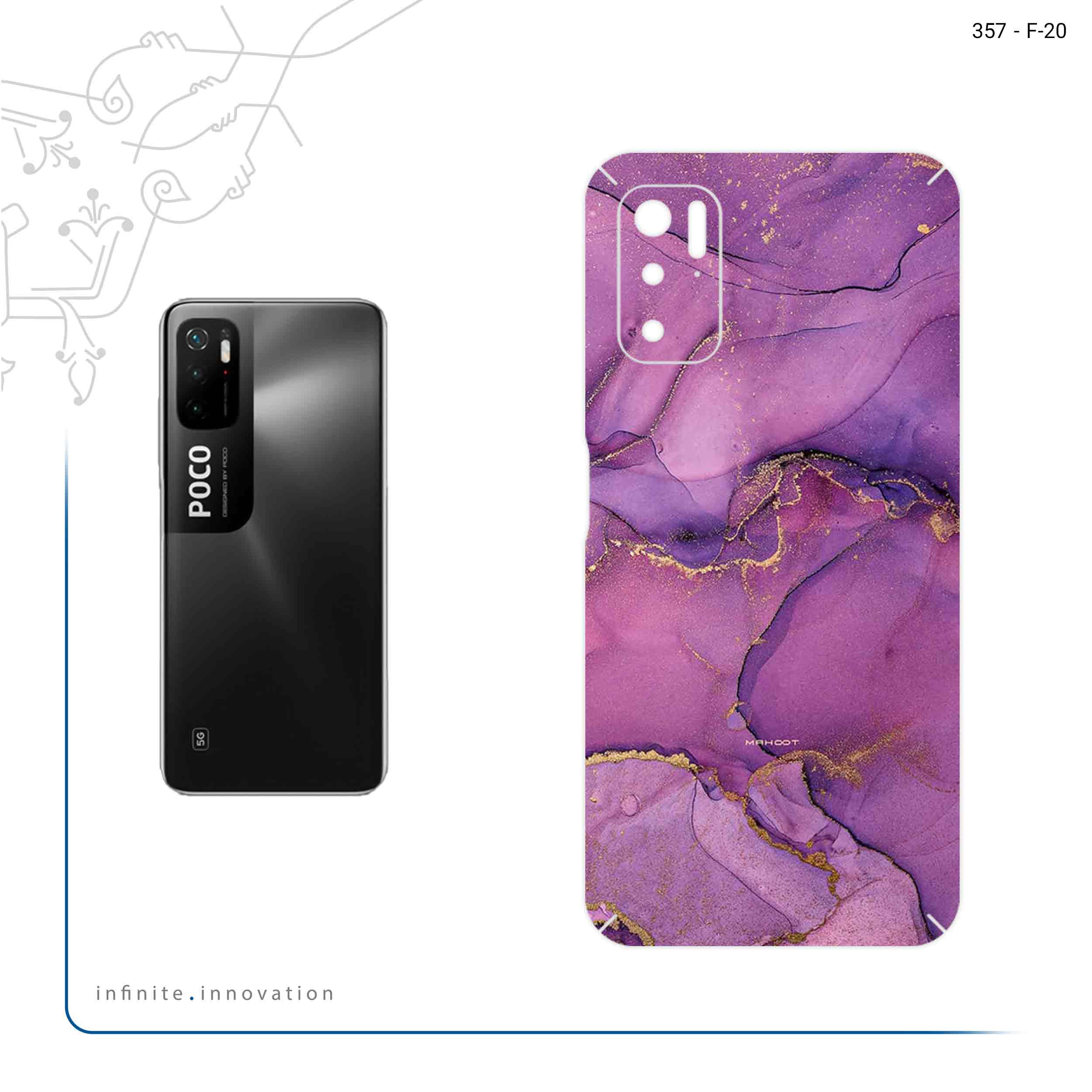 برچسب پوششی ماهوت مدل Purple Marble مناسب برای گوشی موبایل شیائومی Poco M3 Pro 5G