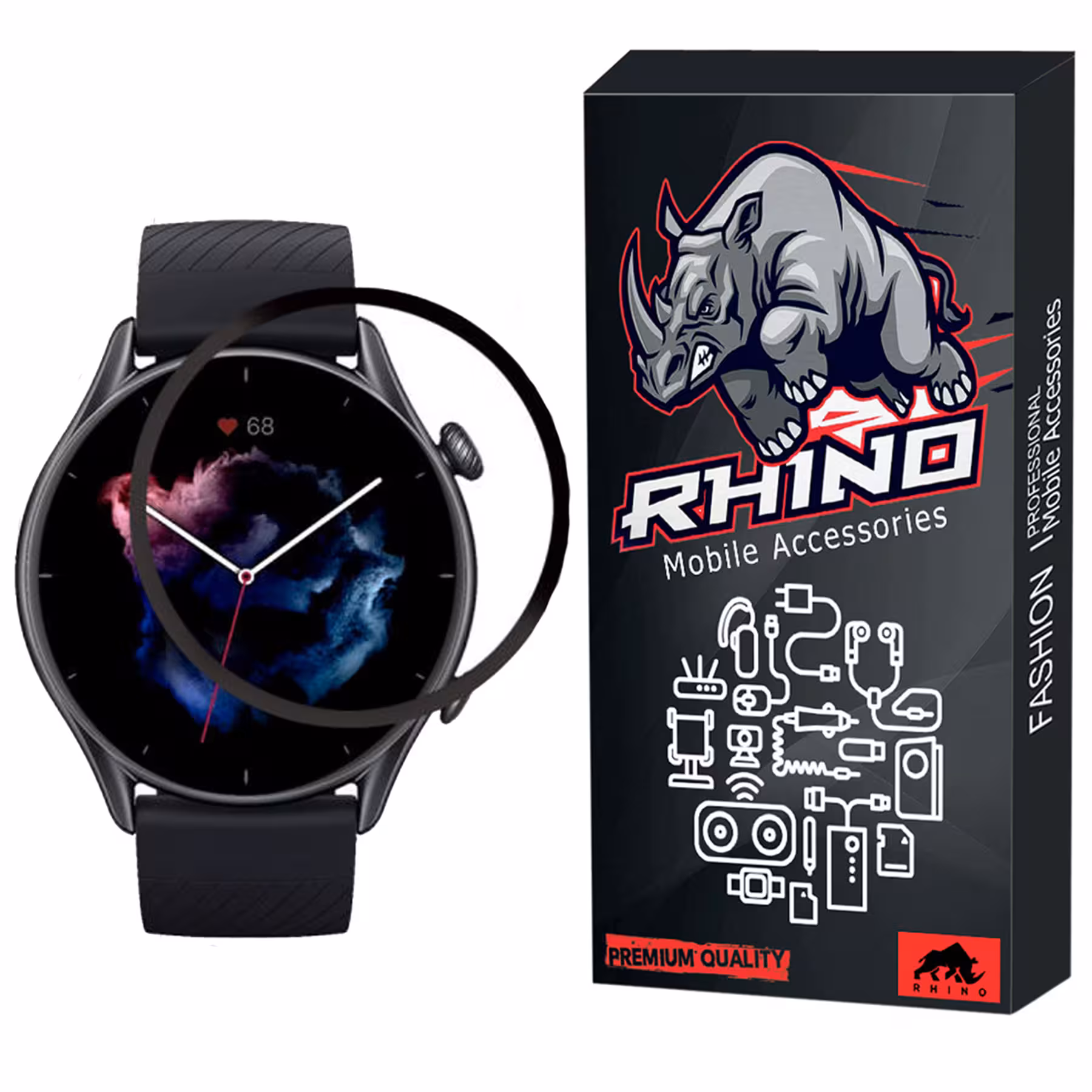 محافظ صفحه نمایش راینو مدل PMMA مناسب برای ساعت هوشمند امیزفیت GTR 3