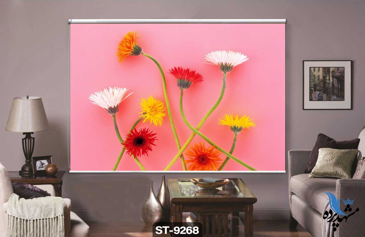 پرده شیدرول تصویری طرح نقاشی مدرن گل کد ST9268