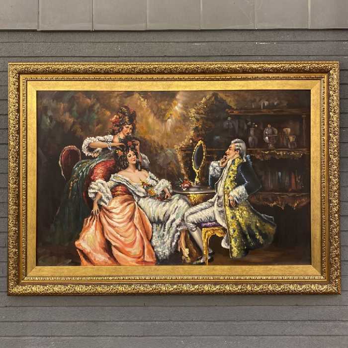 تابلو نقاشی کلاسیک خواهران و مرد شاعر