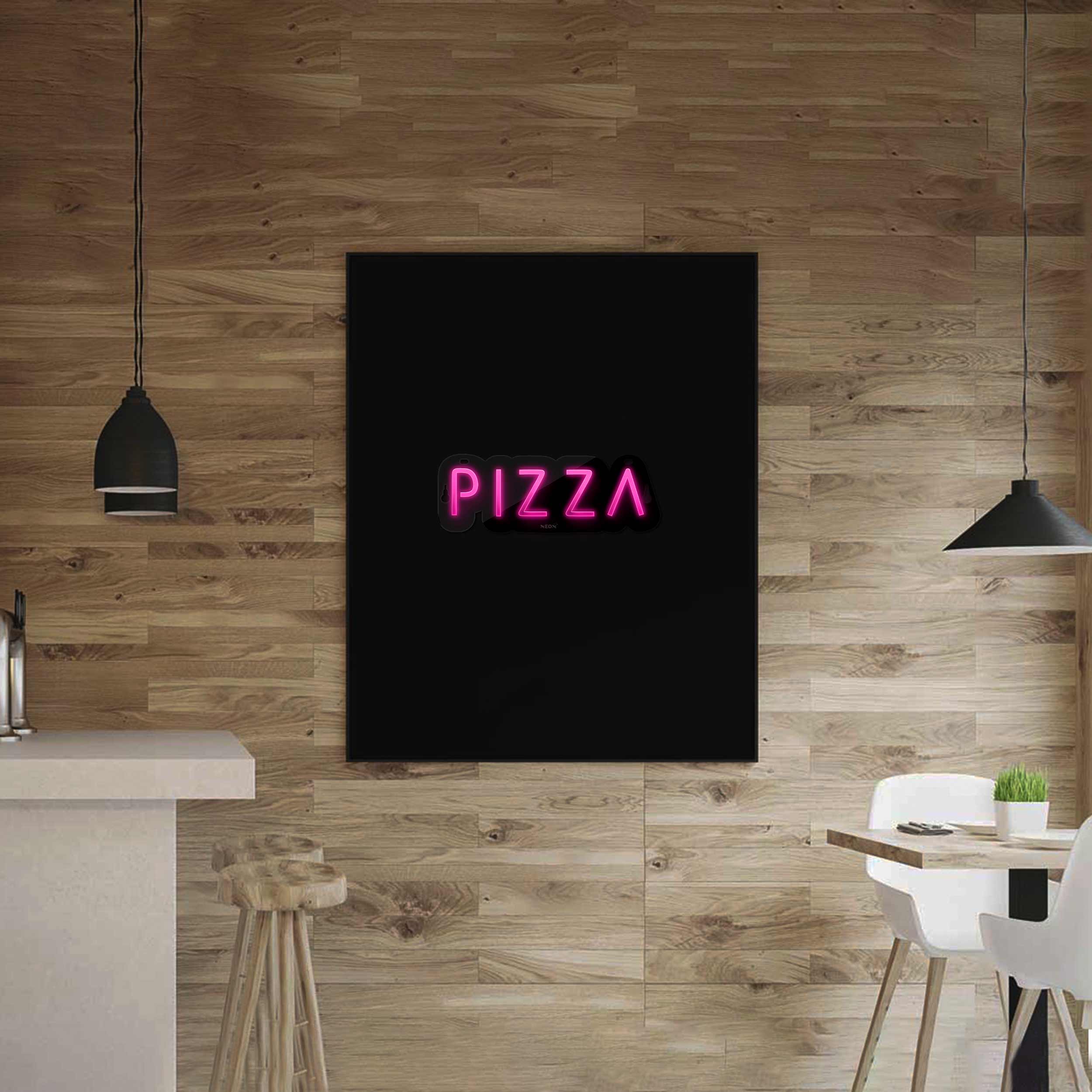 چراغ دیواری نئون دیزاین مدل Pizza-Text-BL_PN