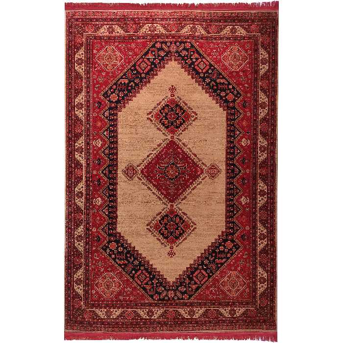 فرش ماشینی زمرد مشهد مدل کهنه نما زمینه لاکی