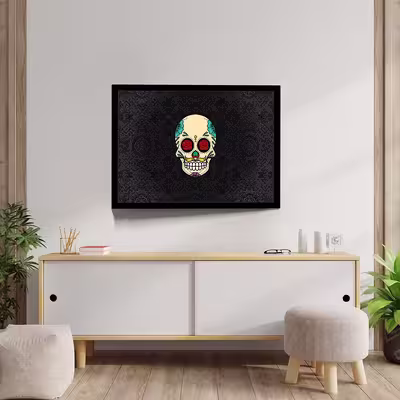 تابلو مدل skull abstract rose کد F-17001