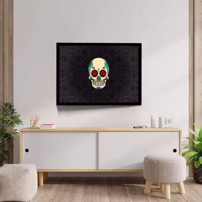 تابلو مدل skull abstract rose کد F-17001