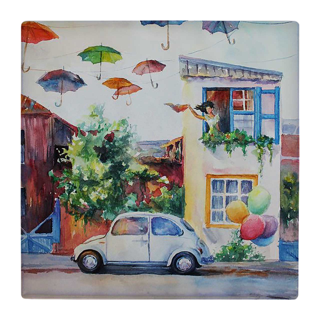 کاشی کارنیلا طرح نقاشی فولکس و چترها کد wk3282