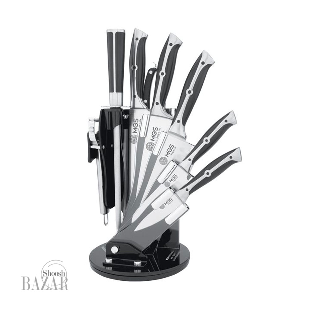 سرویس چاقو آشپزخانه 9 پارچه استیل ام جی اس مدل KS8015B