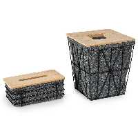 ست سطل و دستمال کاغذی مربع کد 4006 طوسی تیره