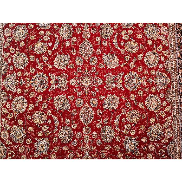 فرش ماشینی زمرد مشهد طرح افشان مدل گل  زمینه لاکی