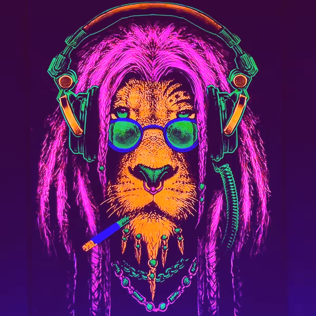 تابلو بلک لایت با طرح شیر 2 سایز 30 در 20 سانتی متر Blacklight